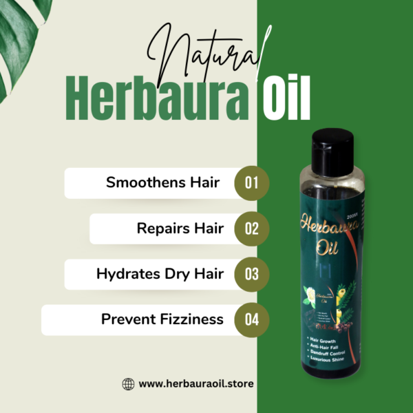 Herbaura Herbal Hair Oil 100% Natural Hair Growth & Strengthening Formula - Image 4